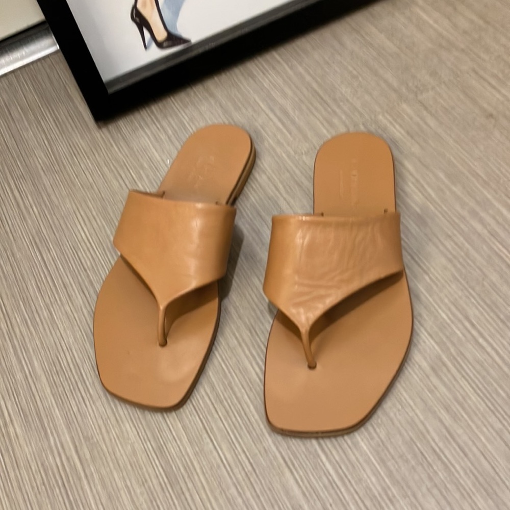 Everlane The Day Post Leather Sandal Tan Brown color Size 6 - Picture 2 of 12